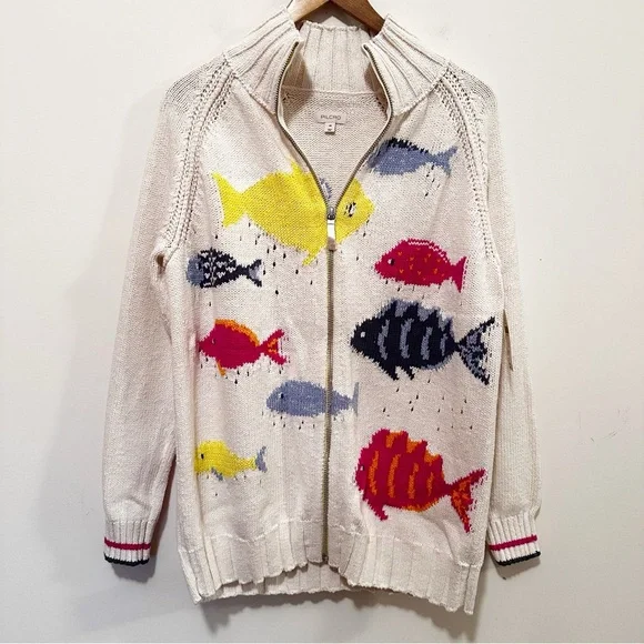 Anthropologie Pilcro Fish Icon Zip-Up Sweater - Picture 5 of 8